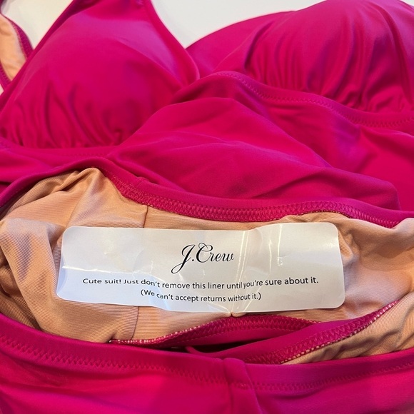 J Crew Ruched Ruffle One-piece Swimsuit Hot Pink Fuschia - Picture 4 of 8